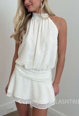 Polka Dot Mock Neck Halter Mini Dress