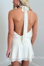 Polka Dot Mock Neck Halter Mini Dress