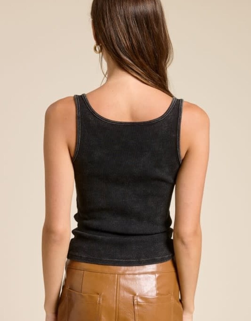 Tank Top With Silver Belt Shoulder Straps