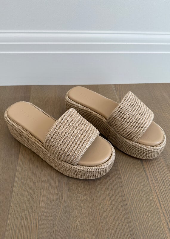 Billini Zabella Platform Raffia Slide Sandal