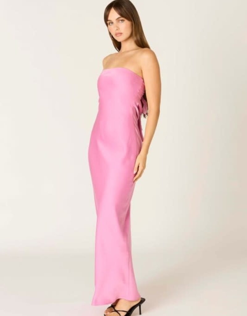 Schmitt Satin Strapless Tie Back Maxi Dress