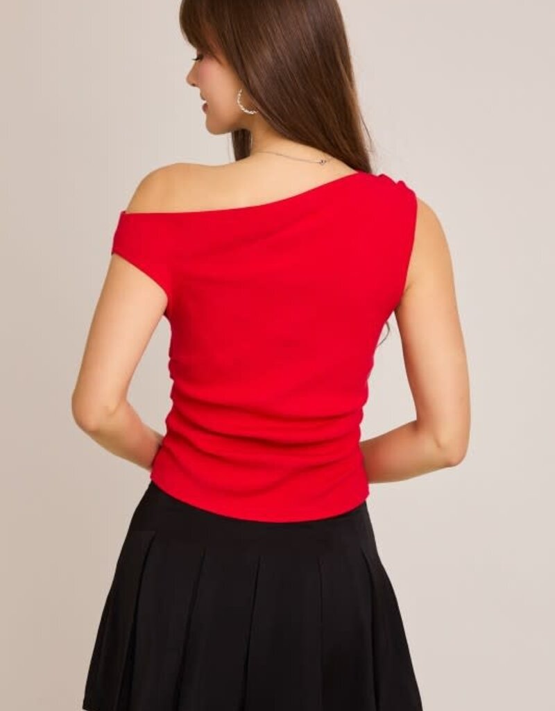 Asymmetrical Neck Sweater Top