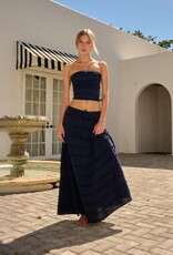 Brielle Strapless Frayed Textured Crop Top