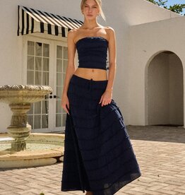 Brielle Strapless Frayed Textured Crop Top