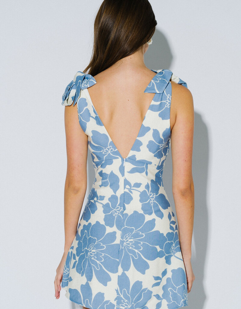 Tie Strap Floral A- Line Mini Dress