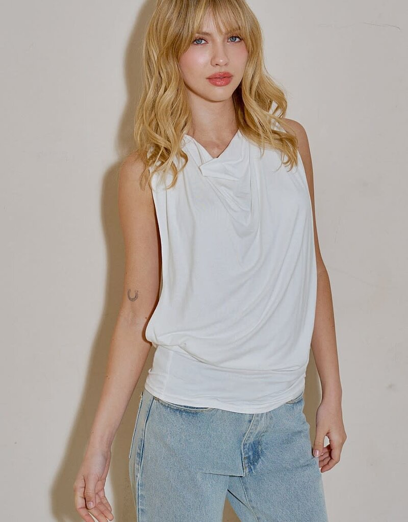 Draped Cowl Neck Ring Back Top