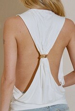 Draped Cowl Neck Ring Back Top