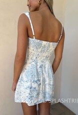 Toile Double Pocket Square Neck Mini Dress