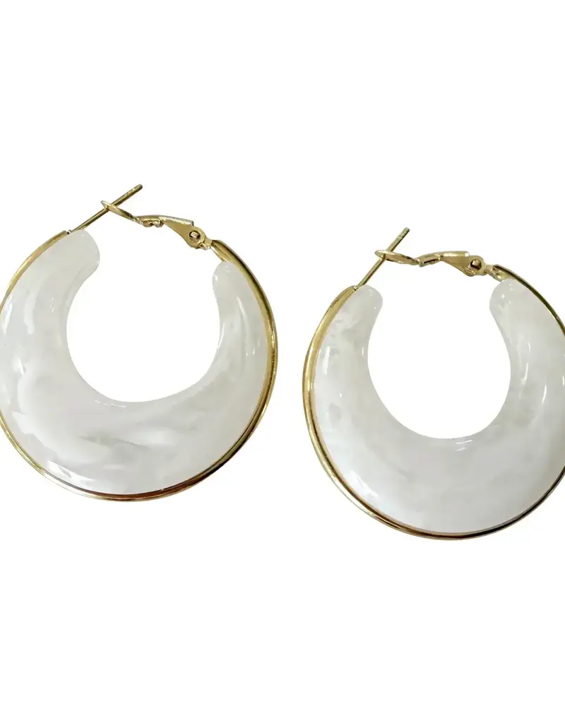 Kansas White Hoop Earrings