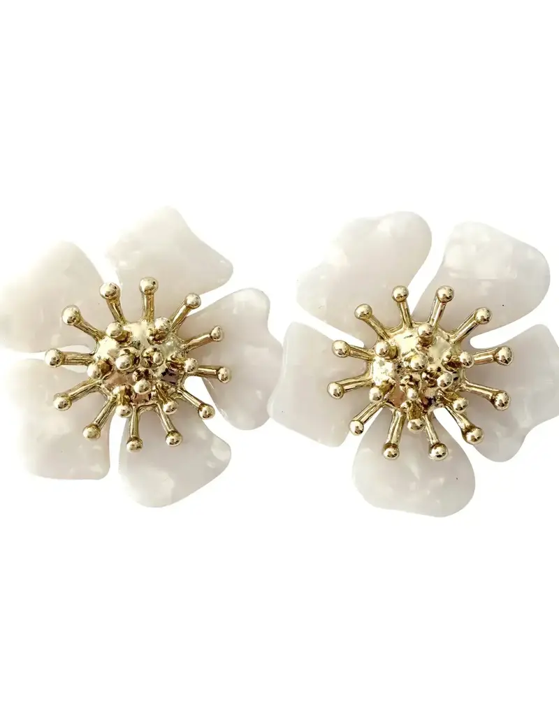 Torunn Flower Earrings White