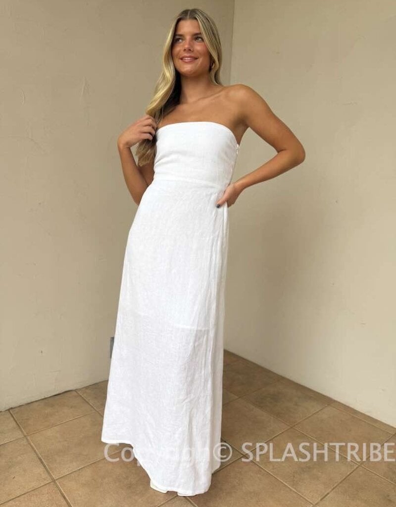 Marisa Linen Strapless Maxi Dress