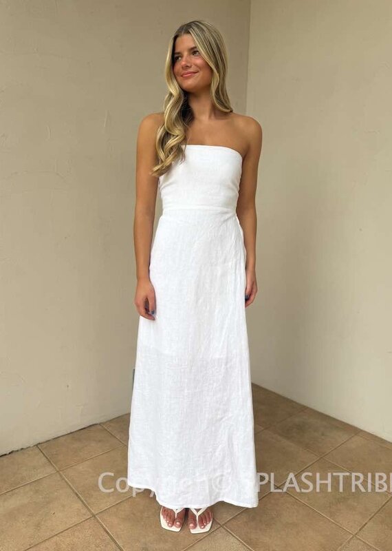 Marisa Linen Strapless Maxi Dress