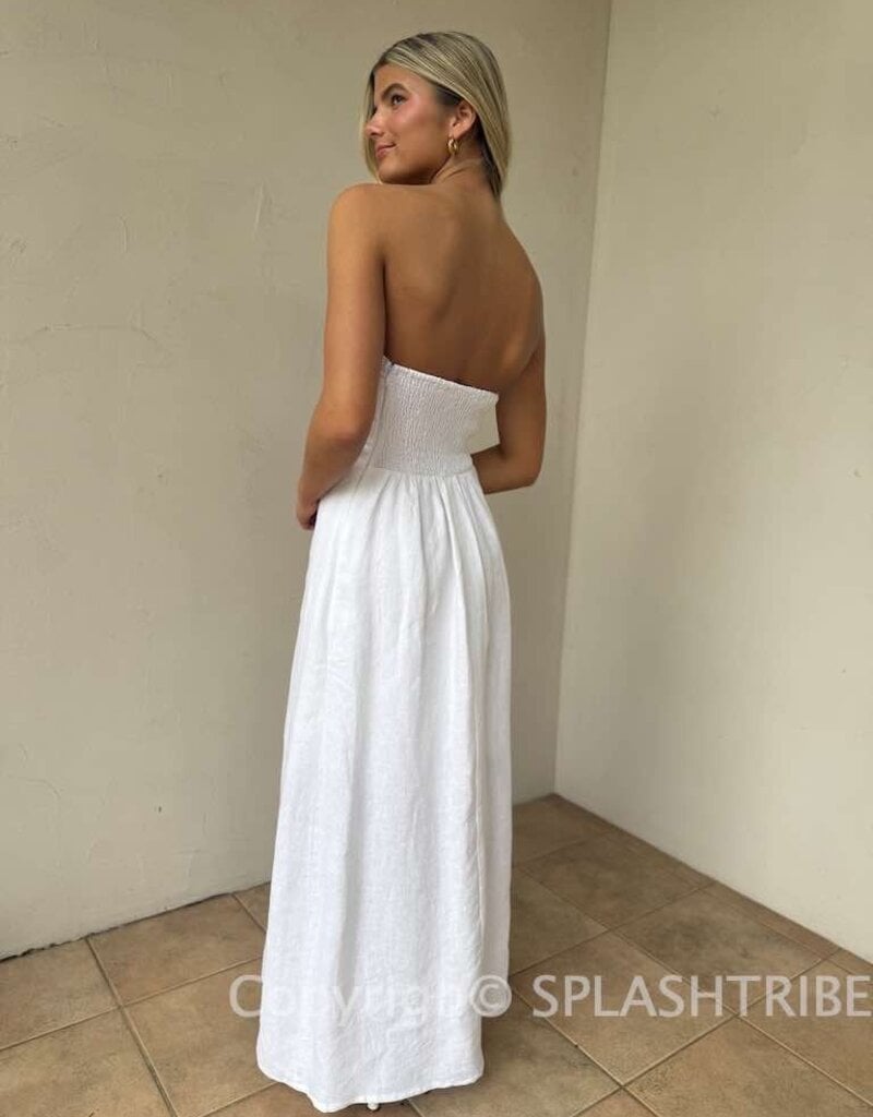 Marisa Linen Strapless Maxi Dress