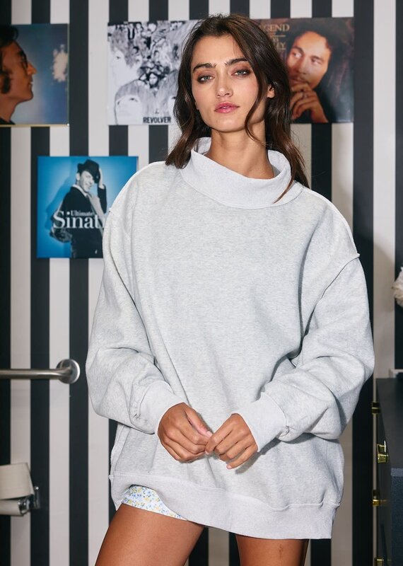 Vintage Wash Mock Neck Oversized Sweatshirt