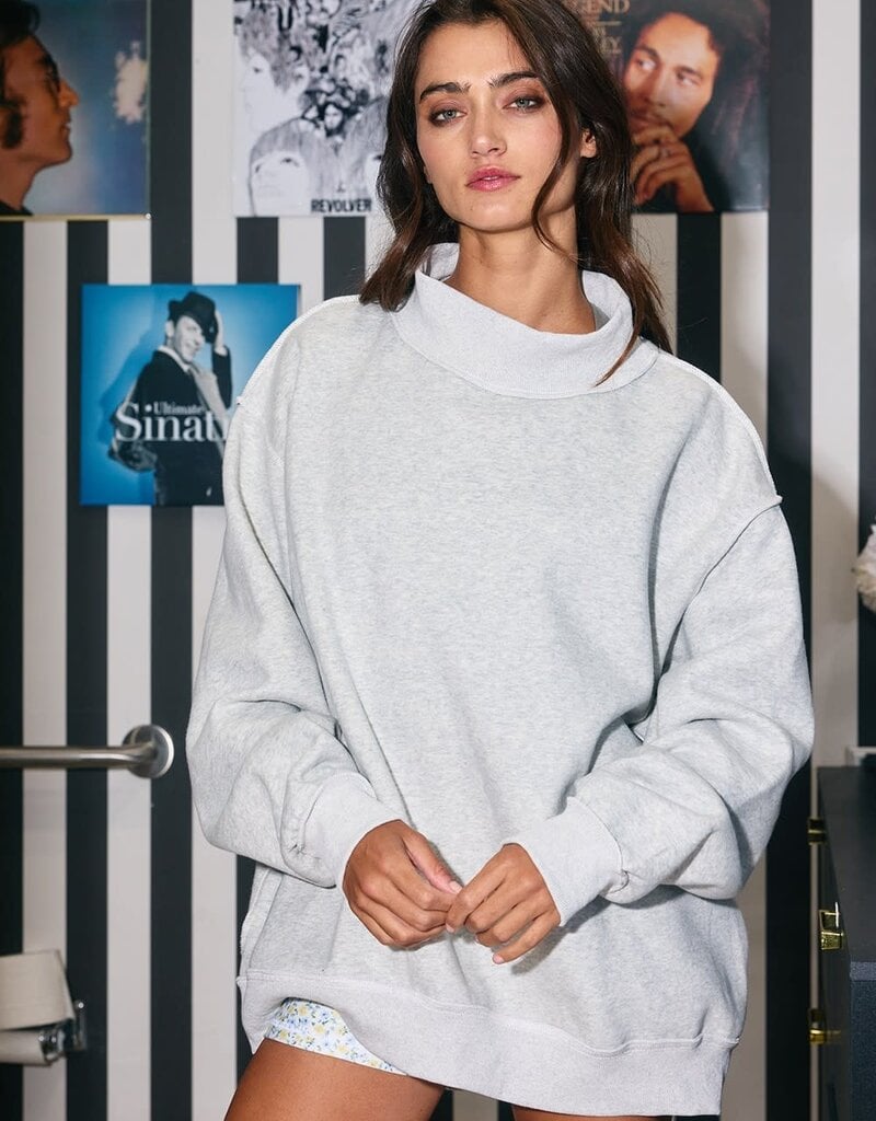 Vintage Wash Mock Neck Oversized Sweatshirt