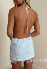 Halter Backless Mini Dress With Crystal Beads