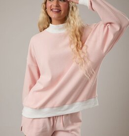 Mock Neck Stripe Sweatshirt Top