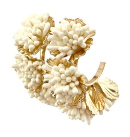 Maxine Floral Hoop Earrings Cream