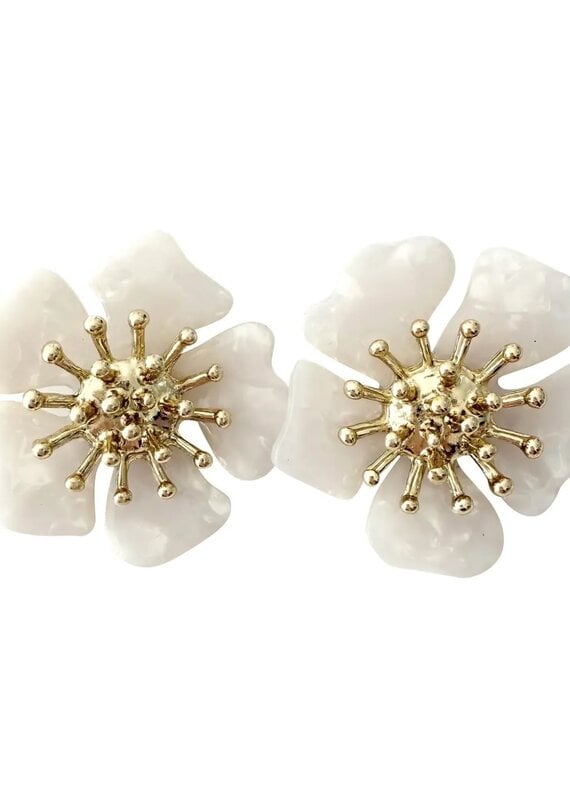 Torunn Flower Earrings White