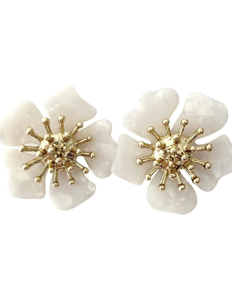 Torunn Flower Earrings White