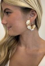 Maxine Floral Hoop Earrings Cream