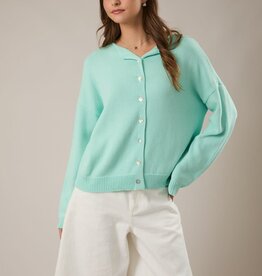 Rolled Neck Thin Long Sleeve Cardigan Sweater