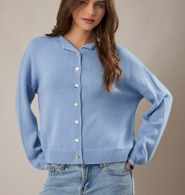 Rolled Neck Thin Long Sleeve Cardigan Sweater