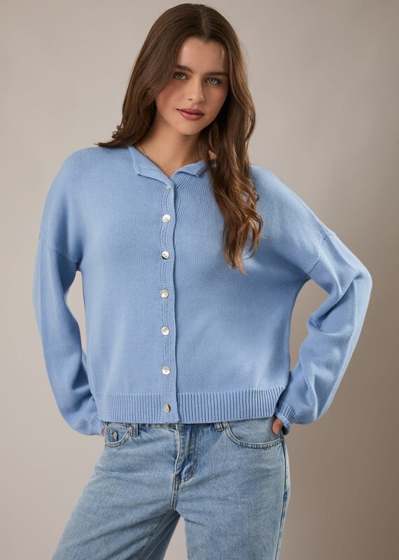 Rolled Neck Thin Long Sleeve Cardigan Sweater