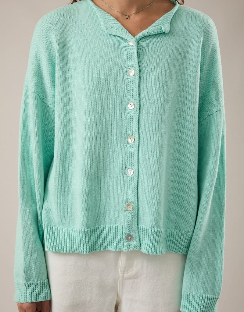 Rolled Neck Thin Long Sleeve Cardigan Sweater