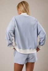 Mock Neck Stripe Sweatshirt Top