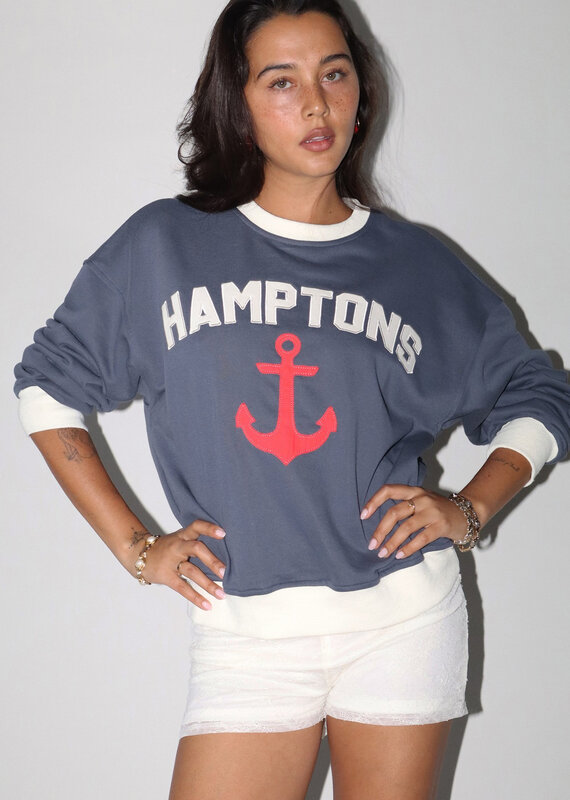 Hamptons Anchor Long Sleeve Crewneck Sweatshirt