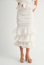 Ruffle Tube Top and Ruffle Tiered Midi Skirt Set