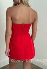 Front Pocket A Line Strapless Mini Dress