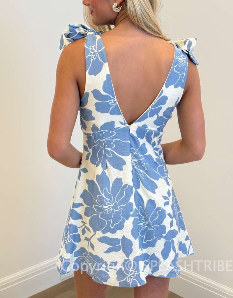 Tie Strap Floral A- Line Mini Dress