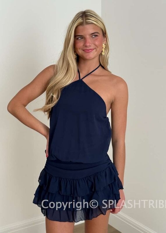 Tiered Ruffle Skirt Romper Mini Dress