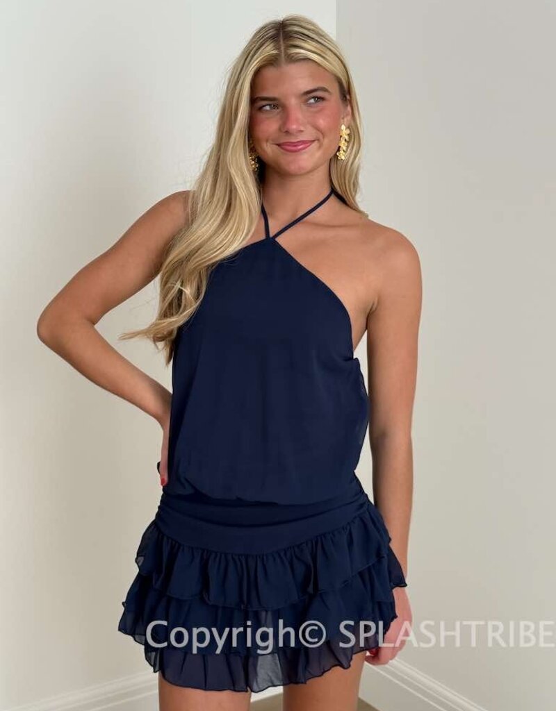 Tiered Ruffle Skirt Romper Mini Dress