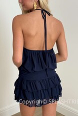 Tiered Ruffle Skirt Romper Mini Dress