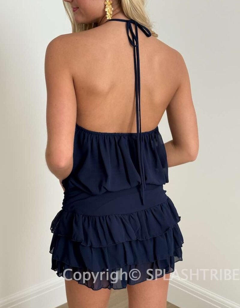 Tiered Ruffle Skirt Romper Mini Dress