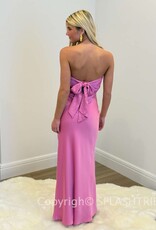 Schmitt Satin Strapless Tie Back Maxi Dress