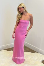 Schmitt Satin Strapless Tie Back Maxi Dress