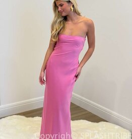 Schmitt Satin Strapless Tie Back Maxi Dress
