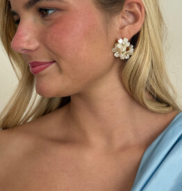 Princess Flower Hoop Earrings White