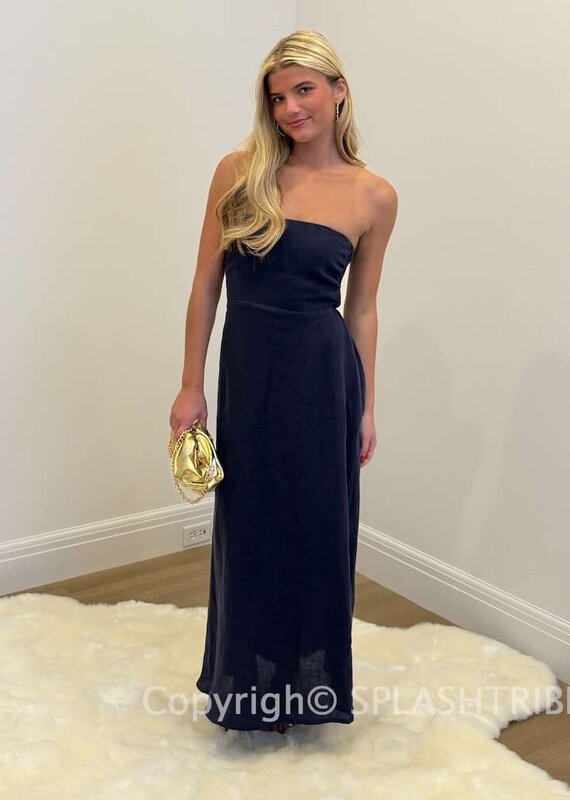Marisa Linen Strapless Maxi Dress