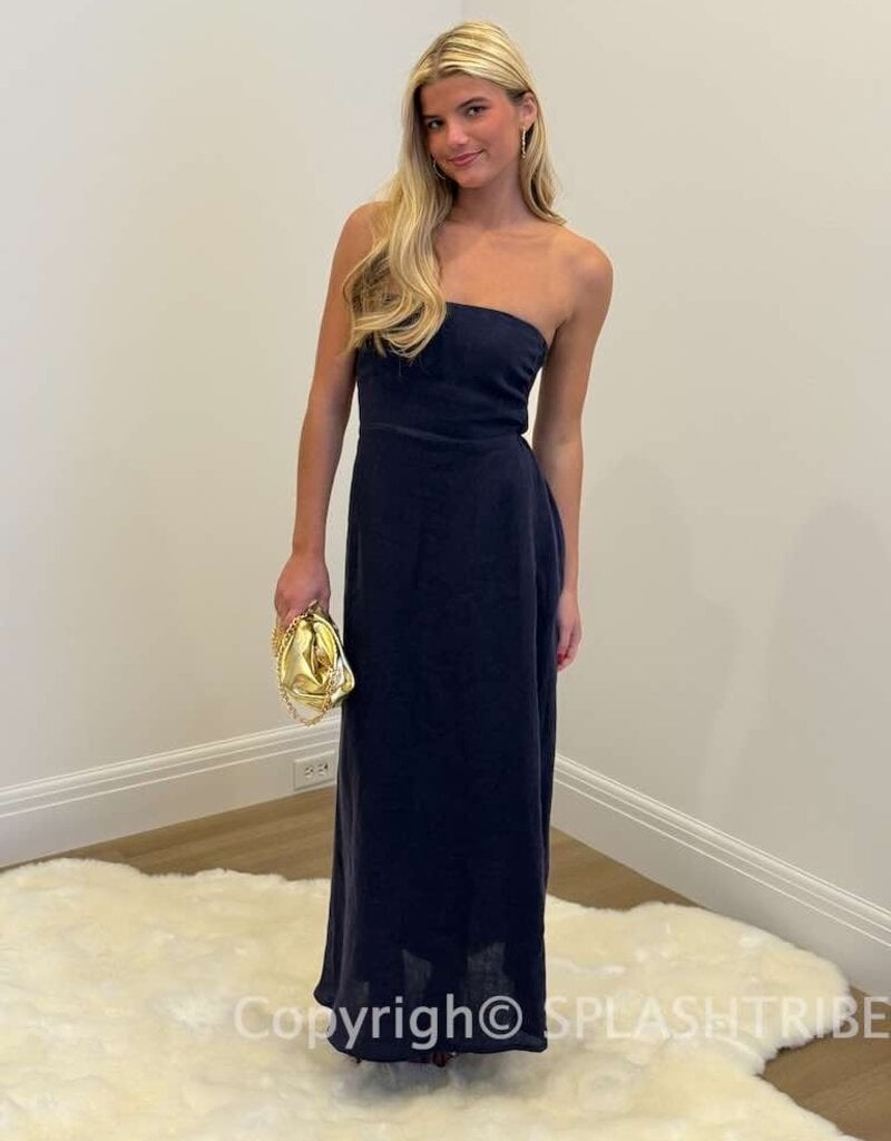 Marisa Linen Strapless Maxi Dress