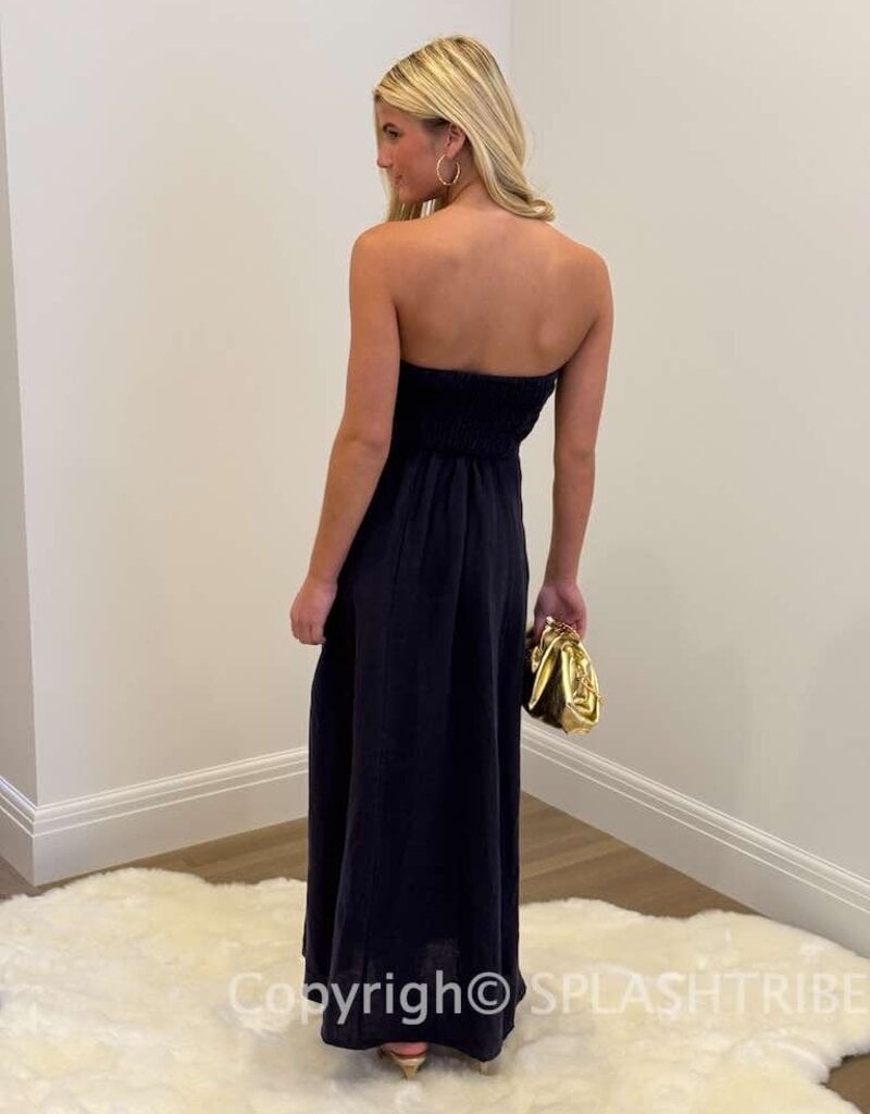 Marisa Linen Strapless Maxi Dress