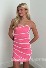 Contrast Trim Scalloped Hem Mini Dress