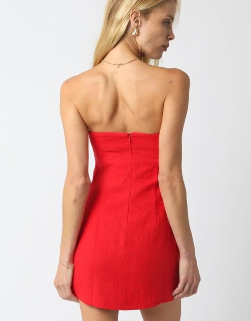 Strapless Linen Mini Dress