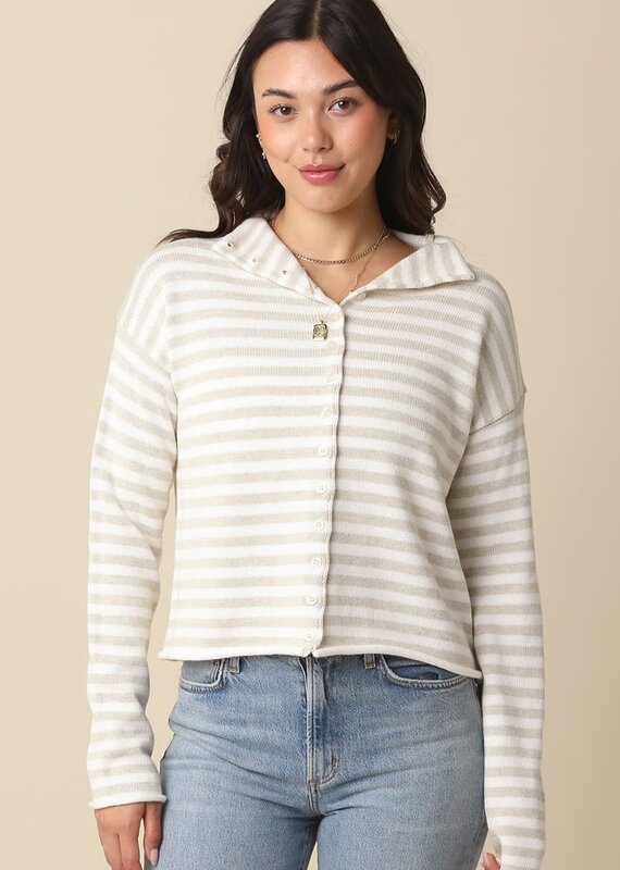 Carmen Stripe Knit Cardigan Sweater