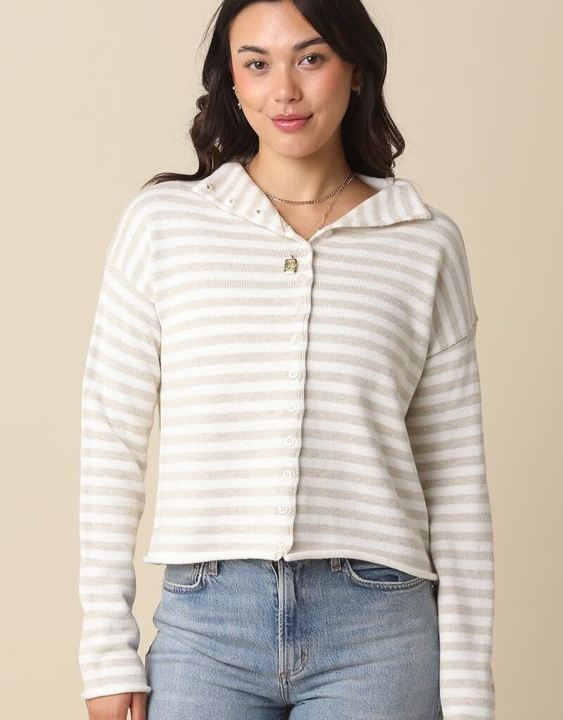 Carmen Stripe Knit Cardigan Sweater