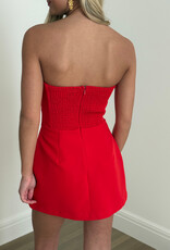 Front Pocket A Line Strapless Mini Dress